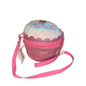 Claire's Club Cupcake Purse Glitter Pink Crossbody Bag Kids Girls